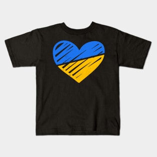 Ukraine Flag Ukrainian Heart Kids T-Shirt